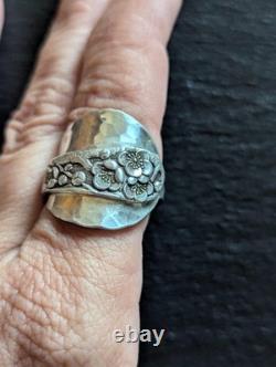 Antique sterling silver spoon ring made from an antique spoon sz 9