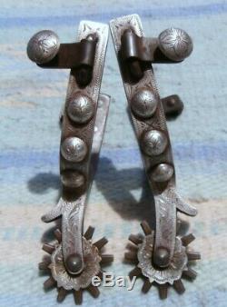 Antiqued Custom Made Sterling Silver Concho Iron Horse Spurs by JW