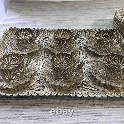 Antiques Sterling Silver Filigree & Glass Tea Service for 6 Hand Made