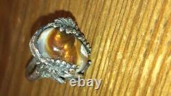 Arizona Fire Agate Gemstone Sterling Silver Ring Size 6.5 made in USA