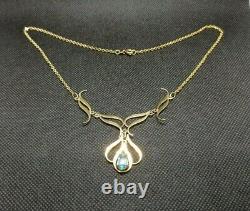 Art Nouveau Necklace. Gilded Silver. Blue Crystal. Made in 1910's in Vienna
