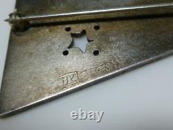 Artisan Hand Made Sterling Silver 18k Gold Hand Star Triangle Brooch Pin 2