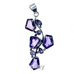 Artisan Hand Made Sterling Silver 20ct Amethyst Pendant 3 Inches Tall