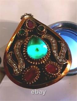 Artisan Made 925 Sterling Silver Pendant Gold Wash 3 Large Ruby Stones TOTAL WOW