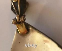 Artisan Made 925 Sterling Silver Pendant Gold Wash 3 Large Ruby Stones TOTAL WOW