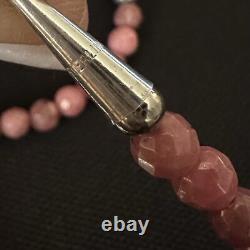 Artisan Made Estate Sterling Silver Faceted Pink Rhodochrosite Necklace 17 3/4