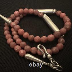Artisan Made Estate Sterling Silver Faceted Pink Rhodochrosite Necklace 17 3/4