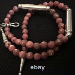 Artisan Made Estate Sterling Silver Faceted Pink Rhodochrosite Necklace 17 3/4