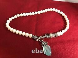 Artisan Made Freshwater Pearl Sterling Silver Toggle Natural Aquamarine Necklace