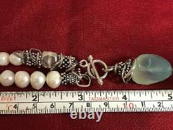 Artisan Made Freshwater Pearl Sterling Silver Toggle Natural Aquamarine Necklace