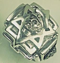 Artisan Made Haile Selassie Star of David 10K Gold accented Sterling silver ring