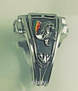 Artisan Made Haile Selassie Star of David 10K Gold accented Sterling silver ring