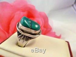 Artisan Made Natural Polished Green Turquoise Sterling Silver Ring Us 10.5