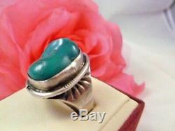 Artisan Made Natural Polished Green Turquoise Sterling Silver Ring Us 10.5