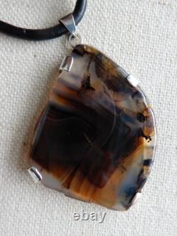 Artisan Made Sterling Silver 925 Montana Agate Pendant & Earring Set