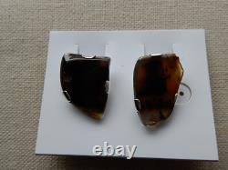 Artisan Made Sterling Silver 925 Montana Agate Pendant & Earring Set