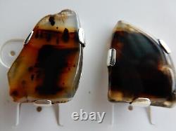 Artisan Made Sterling Silver 925 Montana Agate Pendant & Earring Set