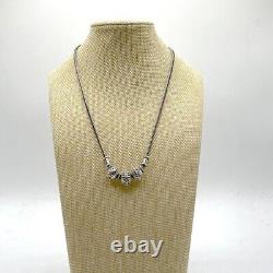 Artisan Made Sterling Silver. 925 Pierced 3-Orb Necklace Wheat Chain 30 grams