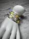Artisan Made Sterling Silver Bracelet, Dichroic Glass, Peridot, Citrine, Cuff