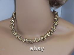 Artisan Made Sterling Silver Gold Accent Choker Necklace Signed RW 75 Grams