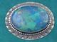 Artisan Made Sterling Silver Pin w. Azurite Cabochon Stone 2.75 x 2.25