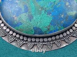 Artisan Made Sterling Silver Pin w. Azurite Cabochon Stone 2.75 x 2.25