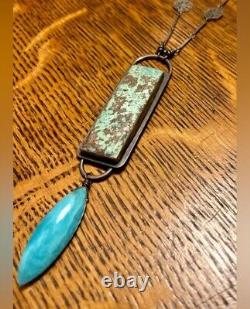 Artisan Made Sterling Silver Statement Necklace featuring Turquoise & Amazonite