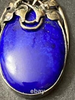 Artisan made LAPIS LAZULI GEMSTONE STERLING SILVER PENDANT/ Enhancer 2x1