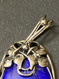 Artisan made LAPIS LAZULI GEMSTONE STERLING SILVER PENDANT/ Enhancer 2x1