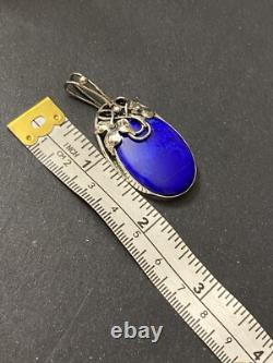 Artisan made LAPIS LAZULI GEMSTONE STERLING SILVER PENDANT/ Enhancer 2x1