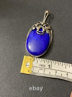 Artisan made LAPIS LAZULI GEMSTONE STERLING SILVER PENDANT/ Enhancer 2x1
