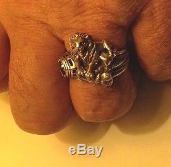 Artisan made New York 42 street 10 Karat Gold lion sterling silver ring