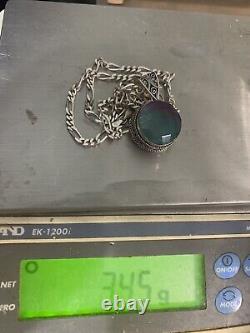 Artisan made aquamarine pendant, 925 sterling silver