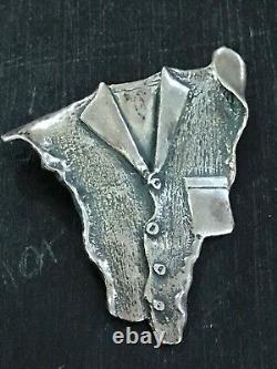 Artisan sterling Silver Hand Made jacket brooch pin