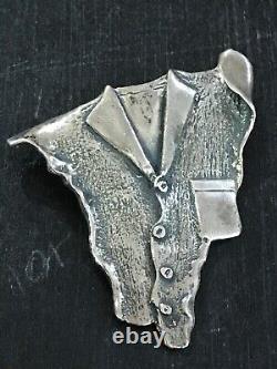 Artisan sterling Silver Hand Made jacket brooch pin