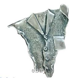 Artisan sterling Silver Hand Made jacket brooch pin