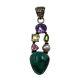 Artisans Hand Made Sterling Silver Turquoise Amethyst Peridot Pearl Pendant 2.5