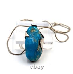 Artist Made Sterling Silver 925 Turquoise Abstract Modernist Pendant Necklace