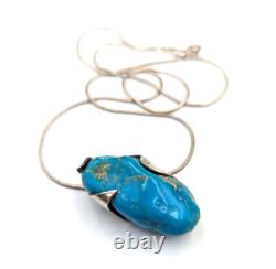 Artist Made Sterling Silver 925 Turquoise Abstract Modernist Pendant Necklace