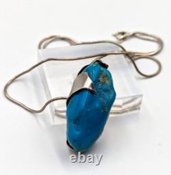 Artist Made Sterling Silver 925 Turquoise Abstract Modernist Pendant Necklace