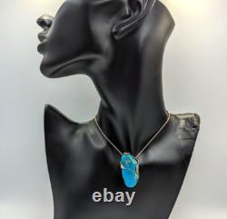 Artist Made Sterling Silver 925 Turquoise Abstract Modernist Pendant Necklace