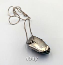 Artist Made Sterling Silver 925 Turquoise Abstract Modernist Pendant Necklace