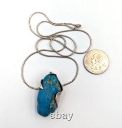 Artist Made Sterling Silver 925 Turquoise Abstract Modernist Pendant Necklace