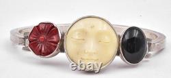 Artist hand made Sterling Silver 6 interchangeable fronts 2 bracelets ladies set