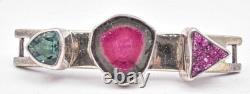 Artist hand made Sterling Silver 6 interchangeable fronts 2 bracelets ladies set