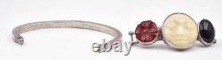 Artist hand made Sterling Silver 6 interchangeable fronts 2 bracelets ladies set