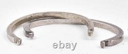 Artist hand made Sterling Silver 6 interchangeable fronts 2 bracelets ladies set