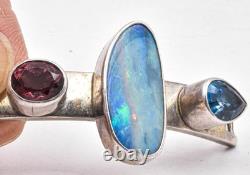 Artist hand made Sterling Silver 6 interchangeable fronts 2 bracelets ladies set