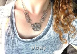Artist made Unusual sterling silver and 14k gold filled rocker necklace