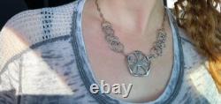 Artist made Unusual sterling silver and 14k gold filled rocker necklace